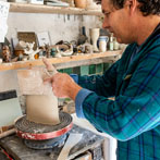 Daniel Boyle at work in his pottery 2019